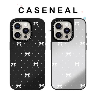 CASENEAL Chấm nơ trắng Gương Vỏ điện thoại trong suốt Thích hợp cho iPhone 17ProMax 17pro 17 air 16promax 16 15promax 15 14promax 13 13promax Ốp lưng cứng chống rơi thời trang