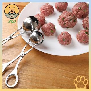 [Z & O] Quả bóng cơm, Quả bóng kem Khuôn thịt viên bằng thép không gỉ có lỗ Bạc Dụng cụ nhà bếp Dụng cụ nhà bếp Muỗng thịt viên Máy làm thịt viên.