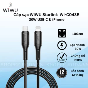 Cáp Sạc Nhanh 30W WIWU Starlink Series Wi-C043E Hỗ Trợ PD/QC USB-C to iP Cho iPhone , Máy Tính Bảng