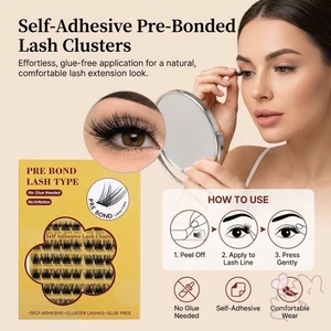 Không Keo Lông Mi Giả Sợi Tự Nhiên C D Curl 10-16mm Chiều Dài Hỗn Hợp Có Thể Tái Sử Dụng