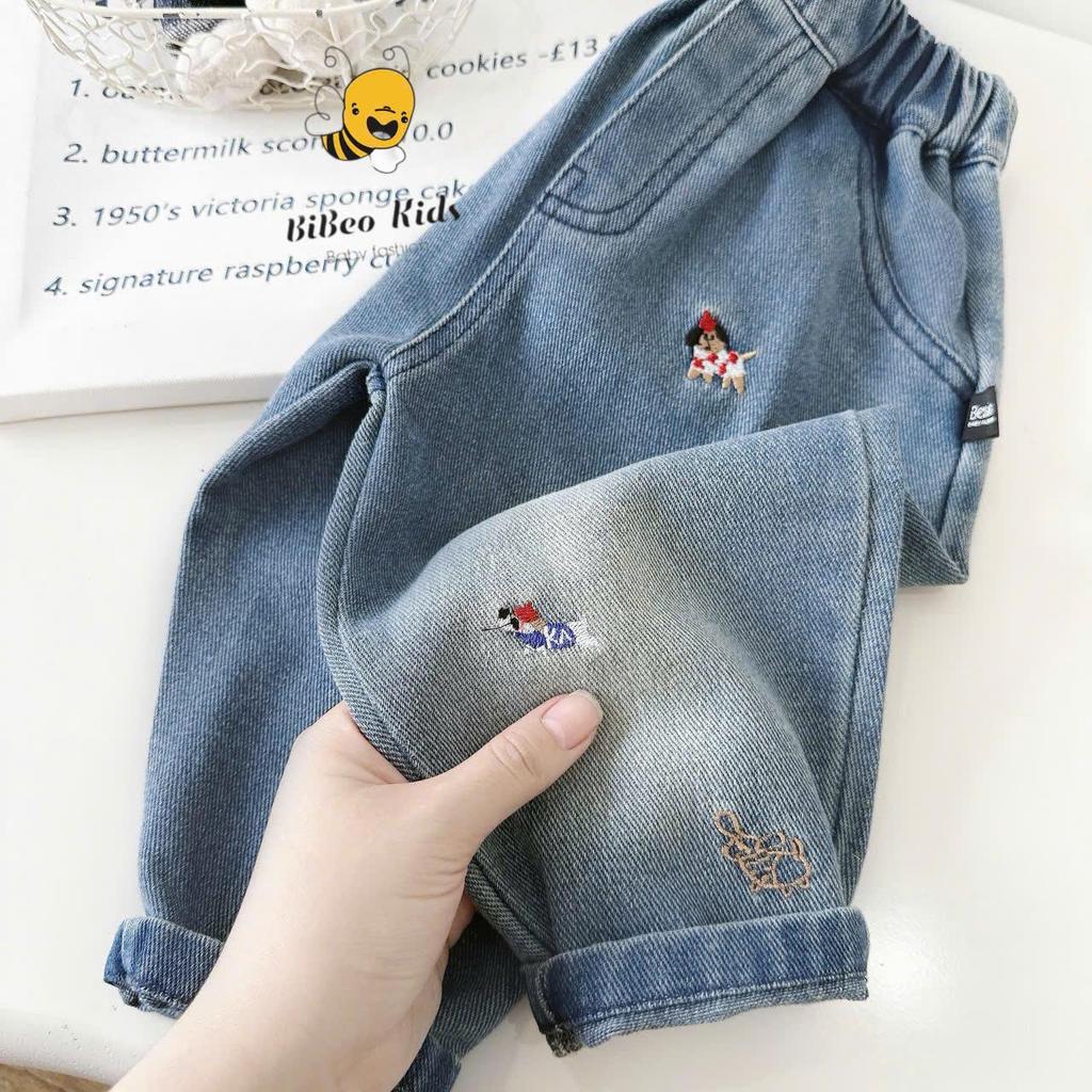 [BiBeo Kids] QUẦN JEAN THÊU HÌNH CÚN CHO cho bé trai bé gái,Quần jean cho bé trai,bé gái