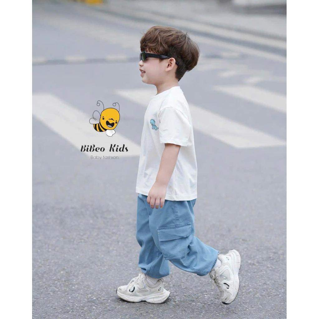 Bộ quần áo TRẮNG KHỦNG LONG QUẦN DÀI  cho bé trai , Áo  chất COTTON mềm, Quần JEAN dài thoải mái cho bé