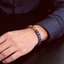 Vòng tay Lapis Lazuli tự nhiên - Hạt hình khối có tông màu vàng - Quà tặng Unisex thủ công-Ready