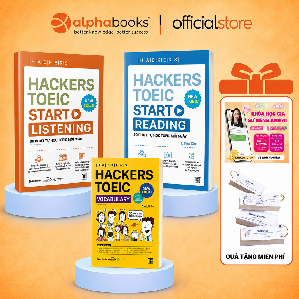 Sách - Lẻ/Combo Hackers TOEIC : VOCABULARY + READING + LISTENING - Kèm lời giải (Gamma books)