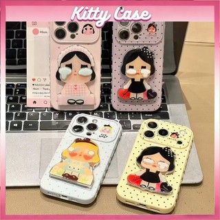 Giá đỡ gương hình em bé khóc 3D tương thích với ốp lưng điện thoại iPhone 11 12 13 14 15 Pro Max 16 17 Plus Vỏ màu trơn