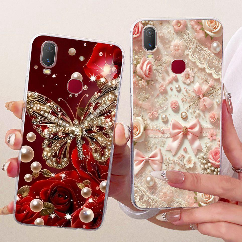Jelly Bowknot Flower Butterfly Patten Ốp Lưng Cho Vivo Y11 2019 Y12i Vivo 1906 Vỏ Trong Suốt Silicon Mềm TPU Vỏ Điện Thoại