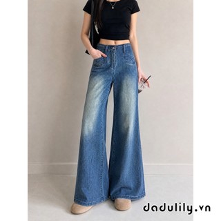 DADULILY  Quần Bò Ống Loe Siêu Nhỏ Không Dính Chân Cho Nữ Cạp Cao Thon Gọn Quần Kéo Sàn Dễ Phối