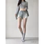 SIBYTE Xanh Jeans Short Rách Ôm Body Siêu Ngắn High Street Mỹ Sexy Nữ Thiết Kế Lạ #1796