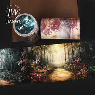 JIANWU 80mm * 510cm Vintage Ma Thuật Rừng Phong Cảnh Chất Liệu Cắt Băng Thêu Sò Washi Sáng Tạo DIY Tạp Chí Văn Phòng Phẩm