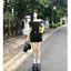 Pháp Nguyên Chất Desire Phong Cách Đen Một Vai Top Nữ Thiết Kế Cảm Giác Eo Eo Ôm Hơn Nhìn Váy Hai Mảnh Phù Hợp Với Nữ