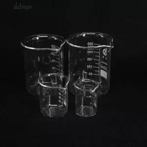 Cốc sưởi ấm son môi DELMER, Cốc thủy tinh nặng trong suốt dạng thấp, Dụng cụ làm dày chịu nhiệt đa chức năng 10ml 25ml 50ml 100ml 150ml Dụng cụ làm đẹp cốc đo tỷ lệ