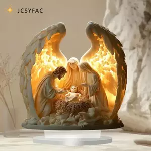JCSYFAC Cảnh Chúa Giáng Sinh Trang Trí Tối Giản Cơ Đốc Cảnh Trang Trí Acrylic Chúa Giáng Sinh Trang Trí Tinh Tế Tôn Giáo Bàn Mới