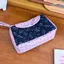 Túi trang điểm FAVORITEGOODS, Túi xách vải dung tích lớn, Túi trang điểm ba lớp hoa tím dành cho nữ bé gái