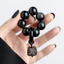 Vòng tay Obsidian tự nhiên với bùa múa sư tử - Hạt vàng / bạc - Hạt cầu nguyện cầm tay phong cách mới dành cho nam và nữ
