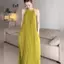Kích thước lớn Pháp Xanh không tay Dây che cổ Đầm thịt Nữ Tính khí mùa hè Bên bờ biển Phong cách kỳ nghỉ