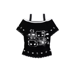 Áo thun ngắn tay thời trang lệch vai dành cho nữ thời trang hợp thời trang phù hợp với khâu ngắn tay Slim-Fit cổ một dòng Top 2026 5.19