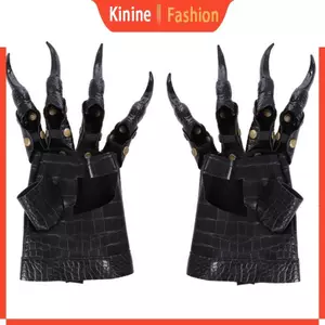 KIN Unisex Gothic Punk Halloween Rồng Móng Vuốt Găng Tay Kim Loại Đính Dài Ngón Tay Giả Da Găng Tay Trang Phục Hóa Trang