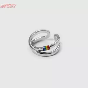 HFSHY Mobius Rainbow Ring Thiết kế Niche Xu hướng cá tính Màu chỉ mục Nhẫn ngón tay VN