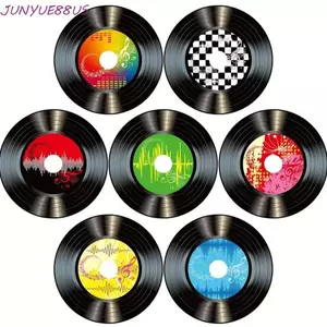 JUNYUE88US 20 Chiếc Vinyl Ghi Trang Trí, Tác Phẩm Nghệ Thuật Retro Ghi Decal Dán Tường, Tường Âm Nhạc Dấu Hiệu Đồ Trang Trí Giấy DIY Hồ Sơ Nhiều Màu Sắc Giấy Giả Dán Phòng Ngủ