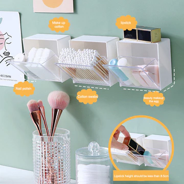⚡️⚡️Hộp đựng đồ, hộp đựng đồ dùng nhà tắm không cần khoan, hộp đựng bông tẩy trang/tăm bông, hộp đựng phụ kiện tóc/son m