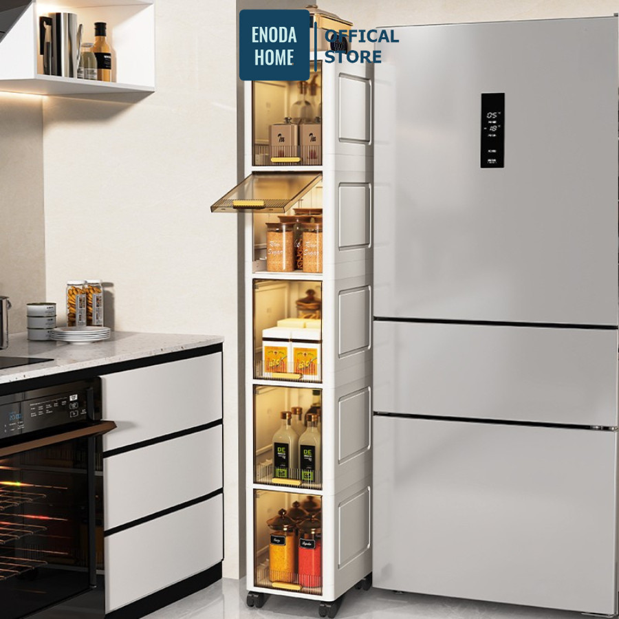 Tủ Đựng Đồ Dùng Bếp Gấp Gọn ENODA HOME, Tủ Lưu Trữ Khe Hẹp Để Đồ Đa Năng Tối Ưu Không Gian Có Bánh Xe Tiện Lợi TUN001