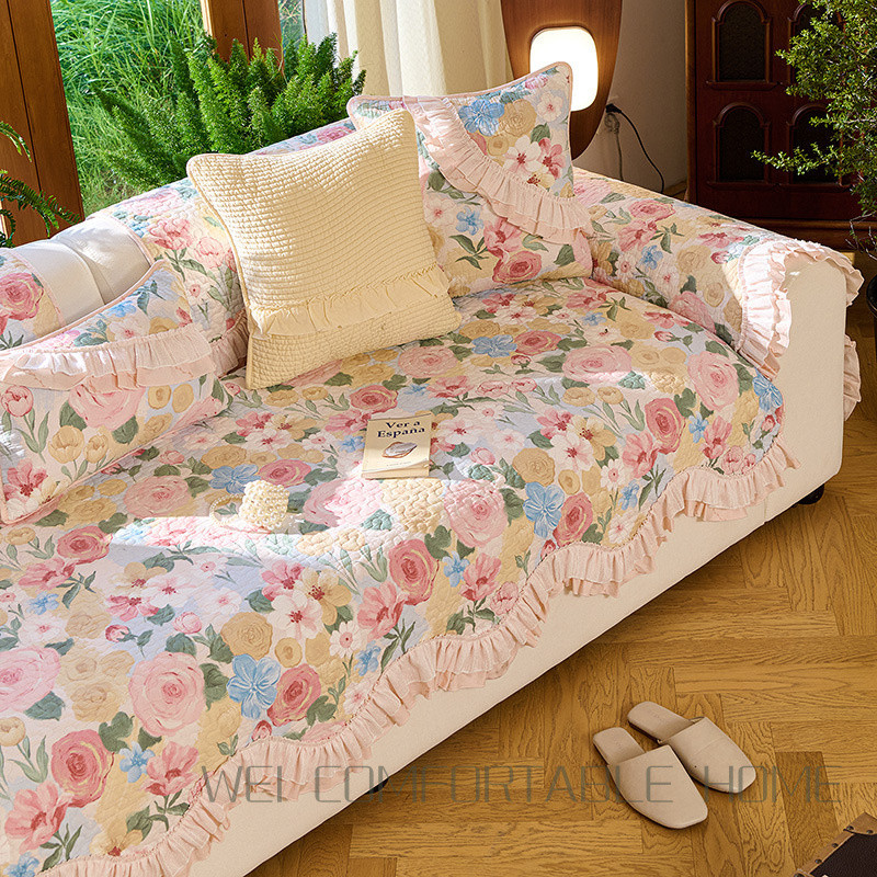 Cotton Sofa Đệm Hình Chữ L Kết Hợp Sofa Đa Năng Chống Trơn Trượt Đệm Sofa Hình Đặc Biệt Bao Khăn Phòng Khách Bao Vải