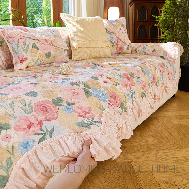Cotton Sofa Đệm Hình Chữ L Kết Hợp Sofa Đa Năng Chống Trơn Trượt Đệm Sofa Hình Đặc Biệt Bao Khăn Phòng Khách Bao Vải