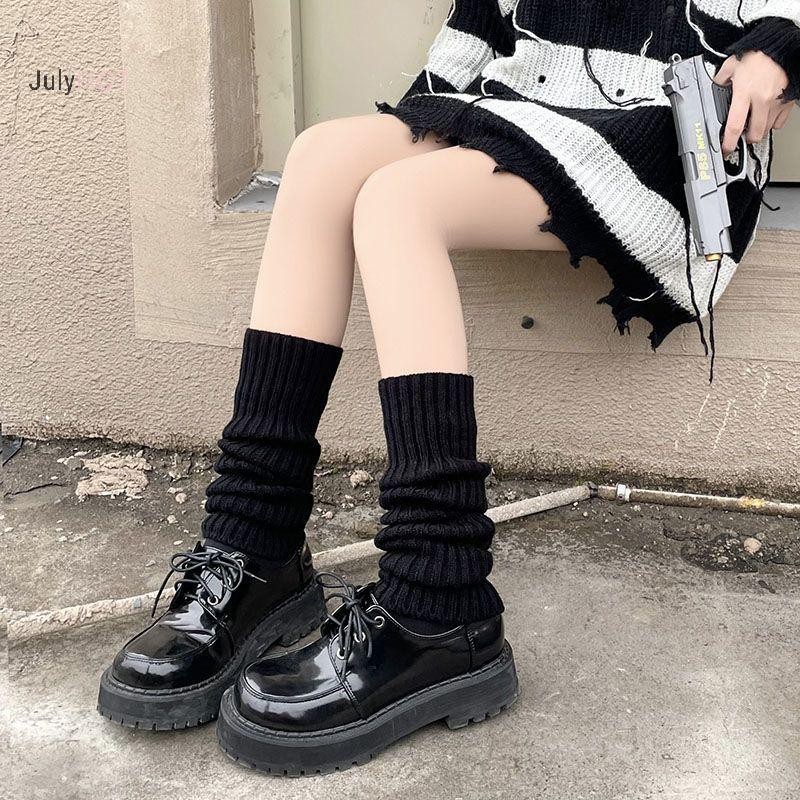 Tất dài len dệt kim Gothic dành cho nữ, giữ ấm chân và tay, phù hợp mùa thu đông