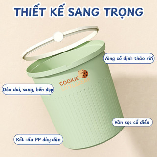 Thùng Rác Nhựa Cookie LittleBear MAISON Cao Cấp, Giỏ Đựng Rác Phòng Khách - Phòng Ngủ Loại 12L và 16L