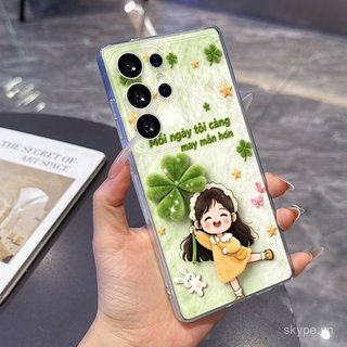 Ốp Điện Thoại Mới Clover Girl Bốn Lá Thích Hợp Cho Samsung A13 A05 A03 S23 S24 S25 ULTRA S22 S23PLUS S24PLUS A02S A12 A06 S23ULTRA Vỏ Bảo Vệ Chống Sốc