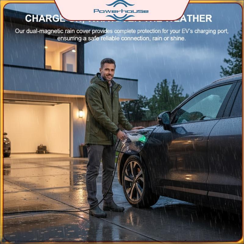POWER Sạc xe hơi điện Cắm bảo vệ cổng từ tính Vỏ chống nước chống mưa Chống bụi cho trạm sạc cấp 2 ngoài trời.