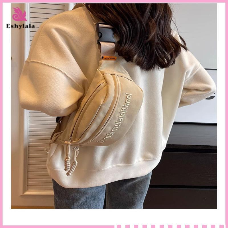 Túi đeo chéo vải Canvas Eshylala Unisex Fashionpact với nhiều ngăn tiện lợi [MỚI]