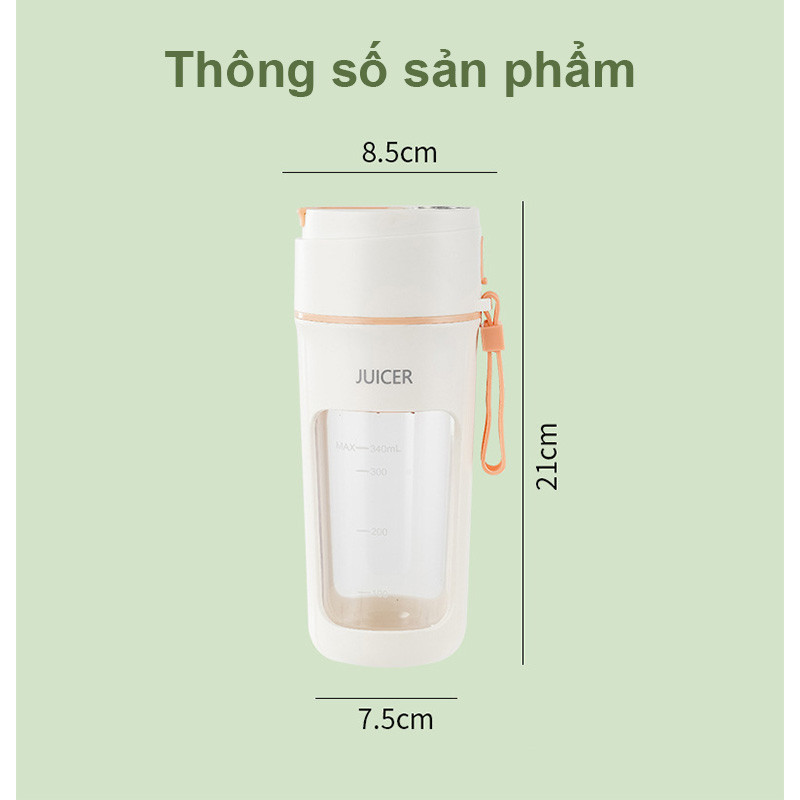 Máy Xay Sinh Tố Mini 10 Lưỡi, Cầm Tay, 400ml, Có Màn Hình Số, Kèm ống Hút, Xay đá, Sạc USB, đi Làm, Gym, Du Lịch