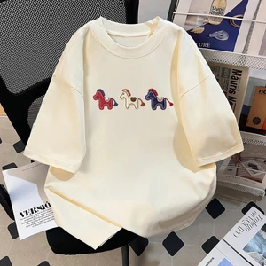 （Giao hàng 24h）Angela 2026 Mới Rời Lễ Hội Mùa Xuân Đỏ Pony In Hình Áo Thun Ngắn Tay