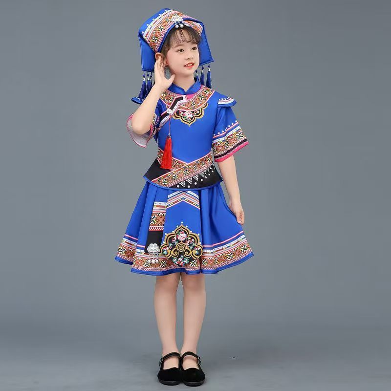 💕 Trung Quốc Đầm Trẻ Em Bé Gái 3-12 Tuổi Liên Hợp Quốc Dân Tộc Trang Phục Sự Kiện Lễ Hội Mới Lạ