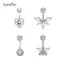 AqToCna Pha Lê Thời Trang Zircon Bụng Nút Nhẫn Dành Cho Nữ Cô Gái Trái Tim Tinh Tế Bướm Rốn Nhẫn Cơ Thể Xuyên Trang Sức Quà Tặng AqToCna