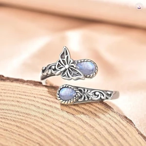 Nhẫn Bohemian với trang trí đá ánh sáng mặt trăng Đơn giản bắt mắt khi đeo nhẫn để đi chơi phù hợp với váy