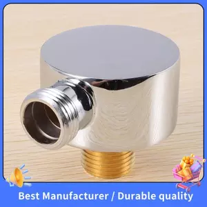 Khuỷu tay cung cấp tường, Phụ kiện kết nối vòi hoa sen gắn tường tròn bằng đồng thau G1 / 2Inch Ổ cắm nước cho vòi hoa sen-Silver