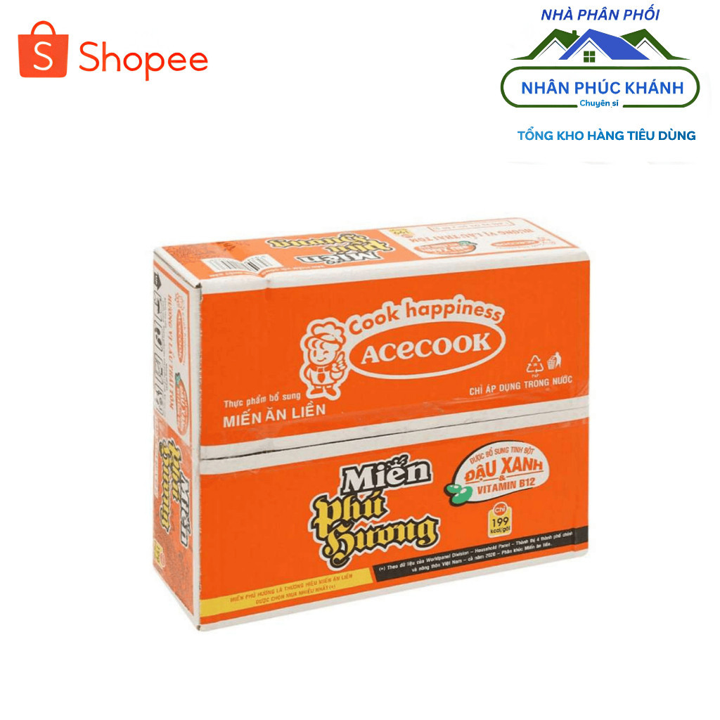 Thùng 24 gói miến Phú Hương lẩu Thái tôm 60g_Thùng