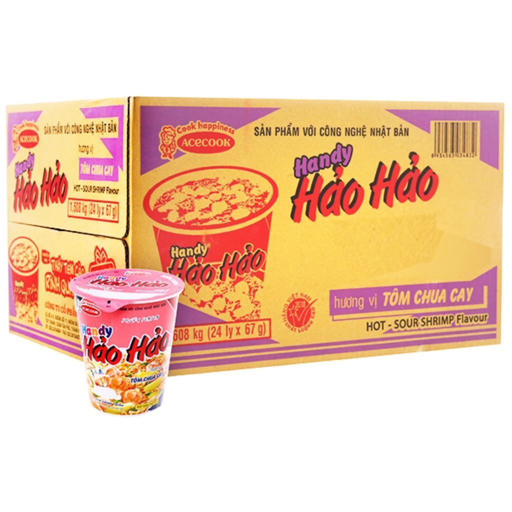 Thùng 24 ly mì Handy Hảo Hảo tôm chua cay 67g - Nhân Phúc Khánh
