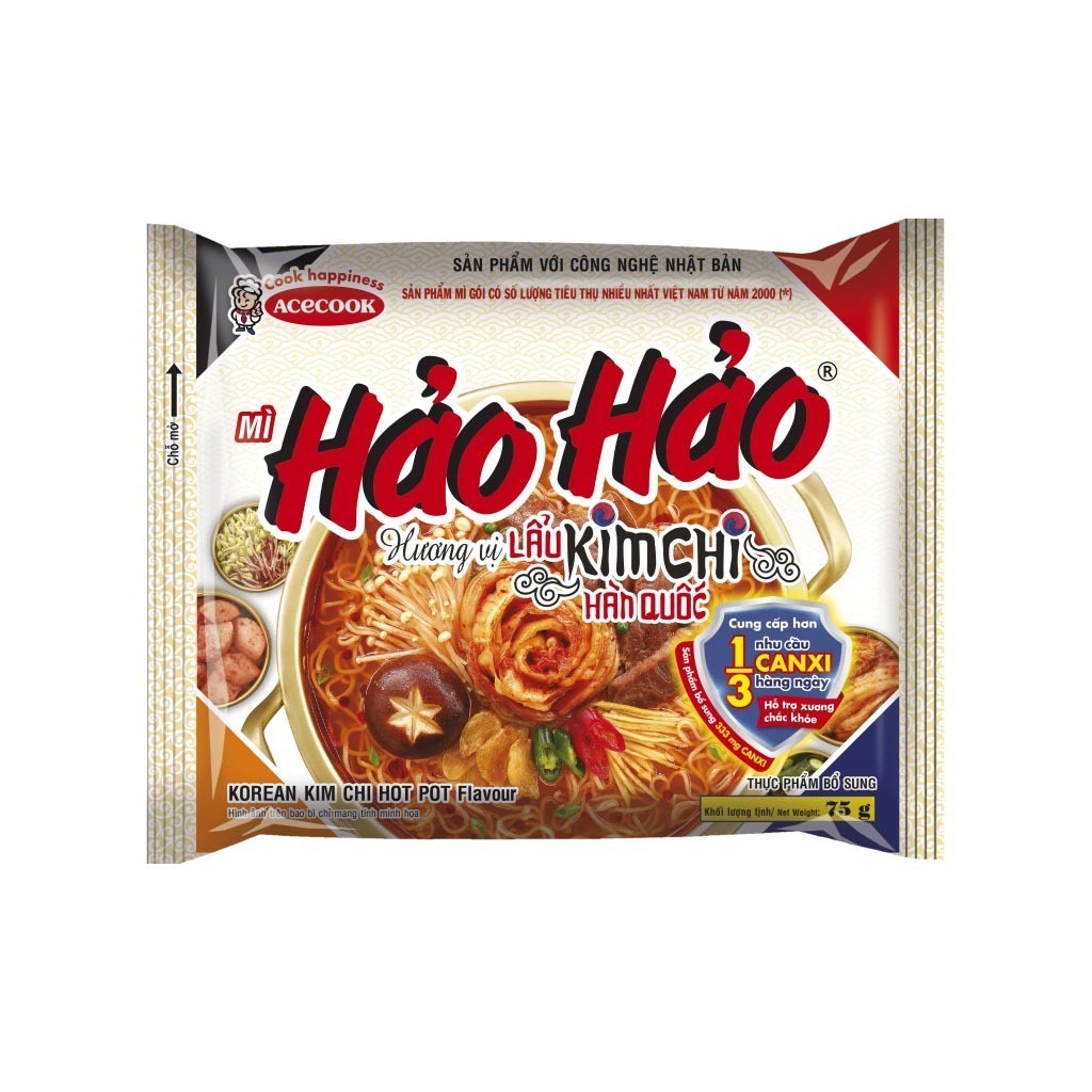 Thùng 30 gói mì Hảo Hảo hương vị lẩu kim chi Hàn Quốc 75g