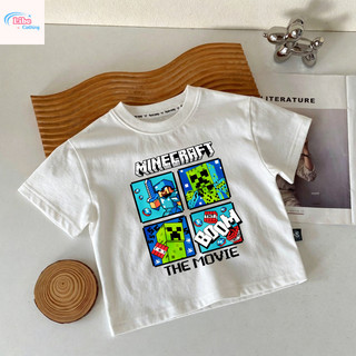 Áo Thun Bé Trai Minecraft Game, Áo Ngắn Tay Cotton Mềm Thoáng, Thời Trang Pixel, Cho Bé 3-12 Tuổi