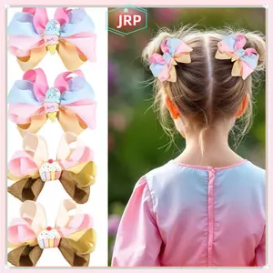 JRP 2 Chiếc Hợp Thời Trang Hoạt Hình Kem Bánh Kẹp Tóc Cho Trẻ Em Ngọt Ngào Màu Nỉ Ruy Băng Kẹp Tóc Bé Gái Daliy Mũ Phụ Kiện JRP