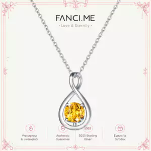 FANCIME "Infinite Embrace" November Birthstone Citrine Infinity Symbol Sterling Silver Mặt dây chuyền Vòng cổ - Bạc