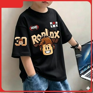 Áo thun bé trai và bé gái mùa hè in hình Roblox mát mẻ Áo thun cotton mềm mại thoáng khí thoải mái