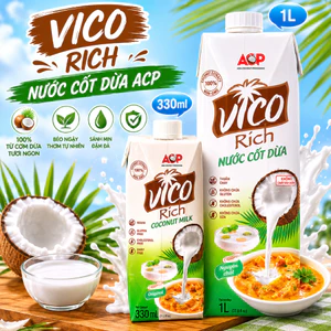 Nước Cốt Dừa VICO RICH ACP Hộp 330ml Và 1L, Hương Vị Đậm Đà Vị Dừa Tự Nhiên Thơm Ngon Bổ Dưỡng