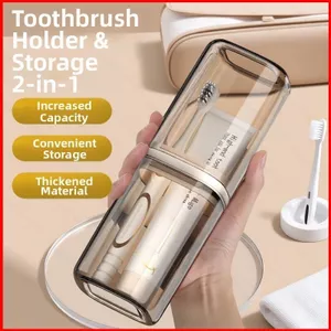 ST2 Du Lịch Di Động Bàn Chải Đánh Răng Hộp Bảo Quản Kem Đánh Răng Rửa Cốc 2 Trong 1 Chống Thấm Nước Dày Bàn Chải Đánh Răng Cup TS2
