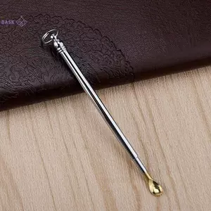 Muỗng tai bằng đồng thau có thể mở rộng sáng tạo Dụng cụ làm sạch tai Mini cầm tay có mặt dây chuyền móc khóa có thể tái sử dụng