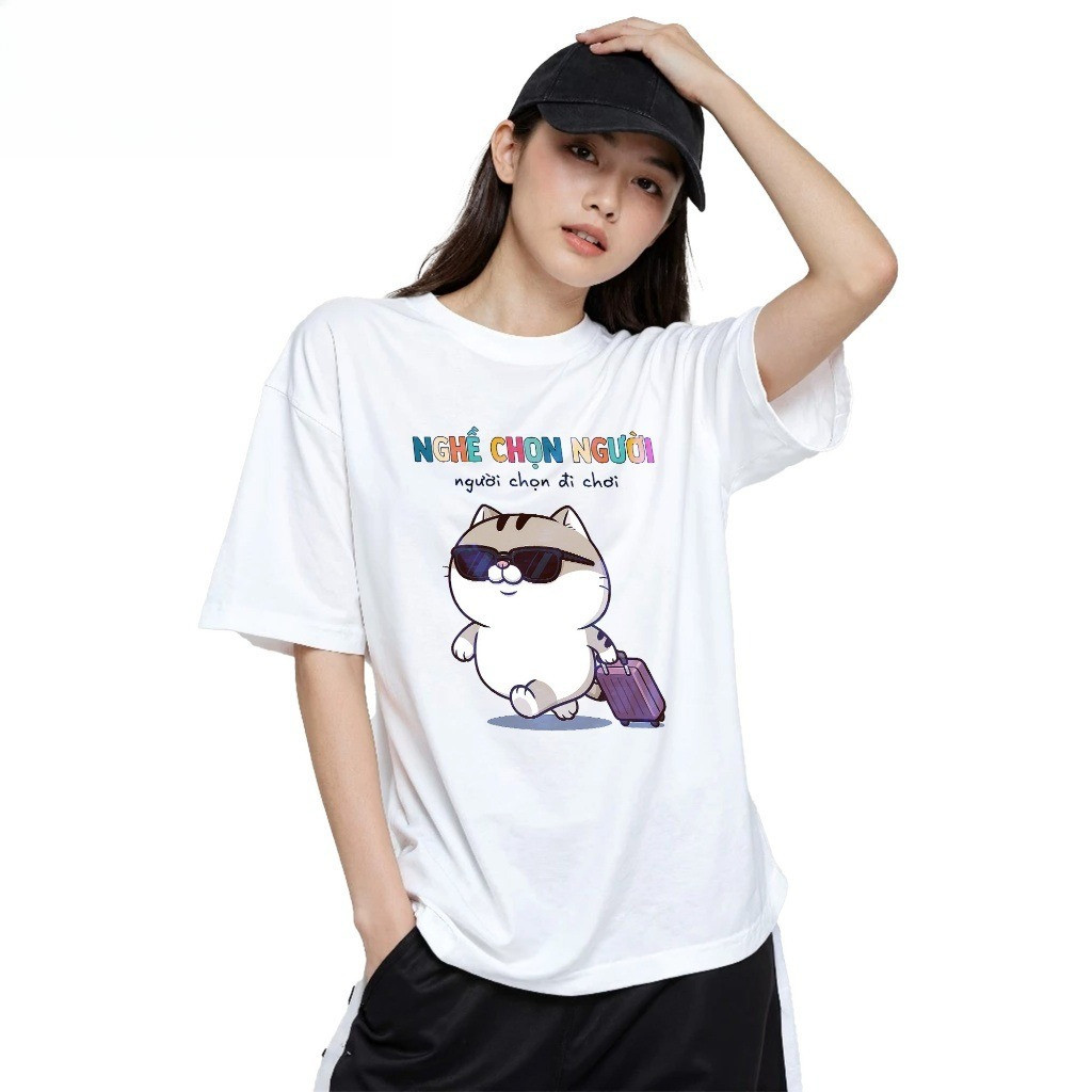 （Giao hàng 24h）Angela. Áo Thun In Chữ Hài Hước Nghề Chọn Người Chọn Đi Chơi Text Vui Đi Làm - Oversize