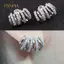 PNPIA- 1 Đôi Bông Tai Cong zircon Đồng Kẻ Sọc Màu Bạc Móng Vuốt Bông Tai Tinh Tế Nữ Cong Cao Cấp Bông Tai Trang Sức Thời Trang Cho Nữ Bé Gái